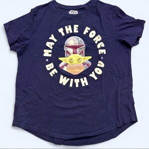 Star Wars Navy Short Sleeve Tee with Mando & Grogu Graphic